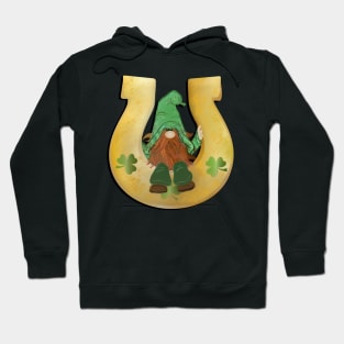 St Patrick's Day Lucky Gnome Design Horseshoe, Shamrocks & Gnomes Hoodie